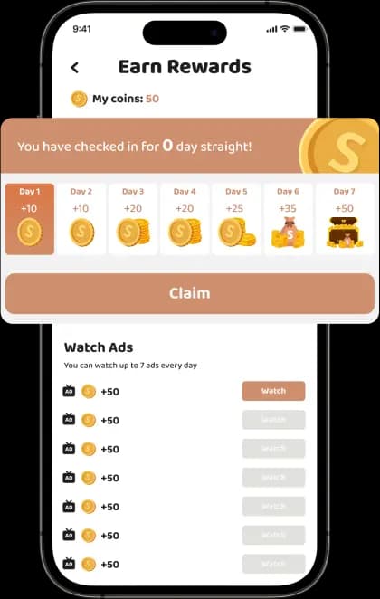 Earn Reward Coins for Extra swipes